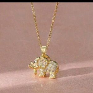 Gold Elephant Pendant Necklace
